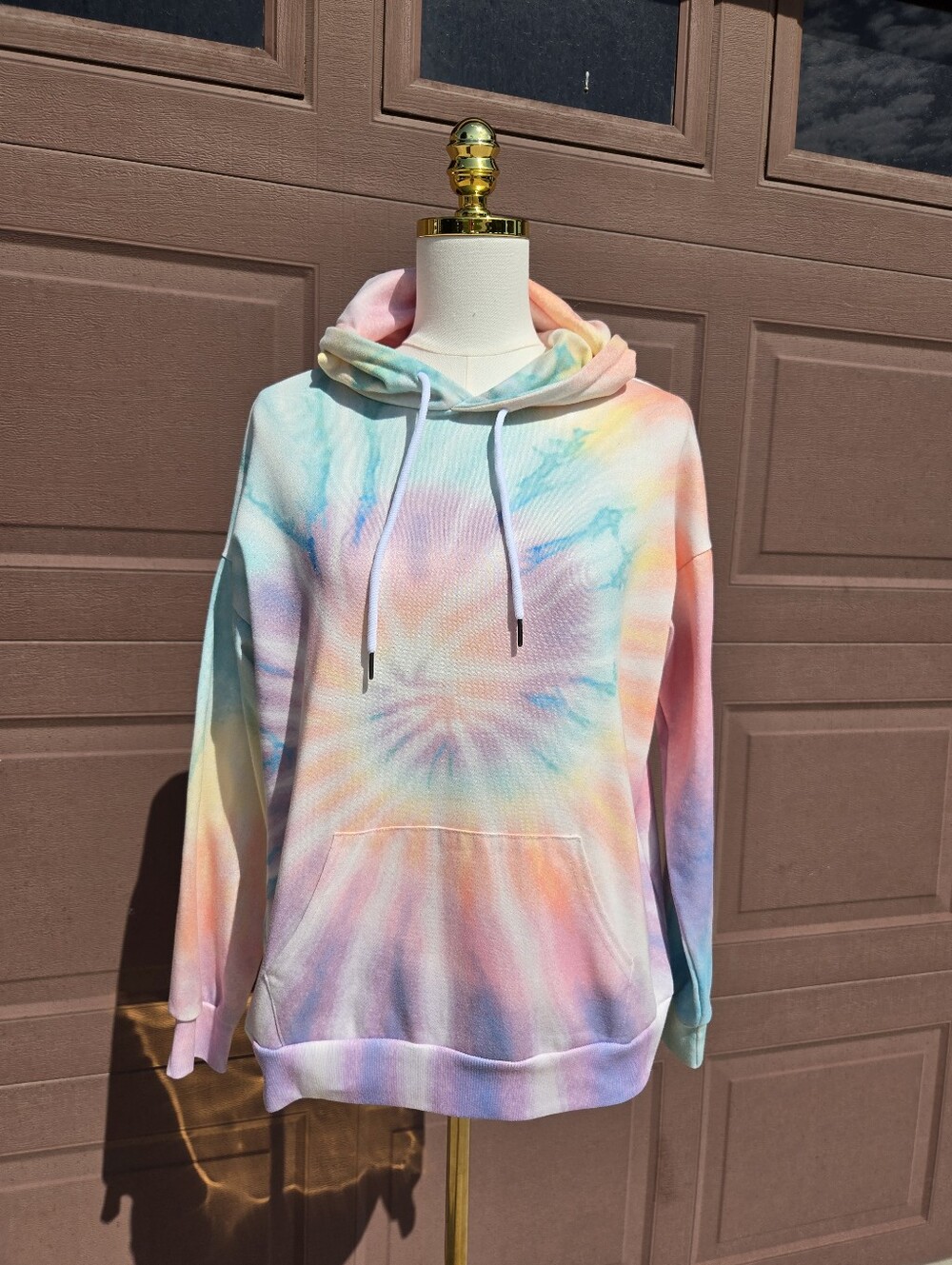 EFAN Women’s Medium Pastel Tie‑Dye Lightweight Hoodie Sweatshirt